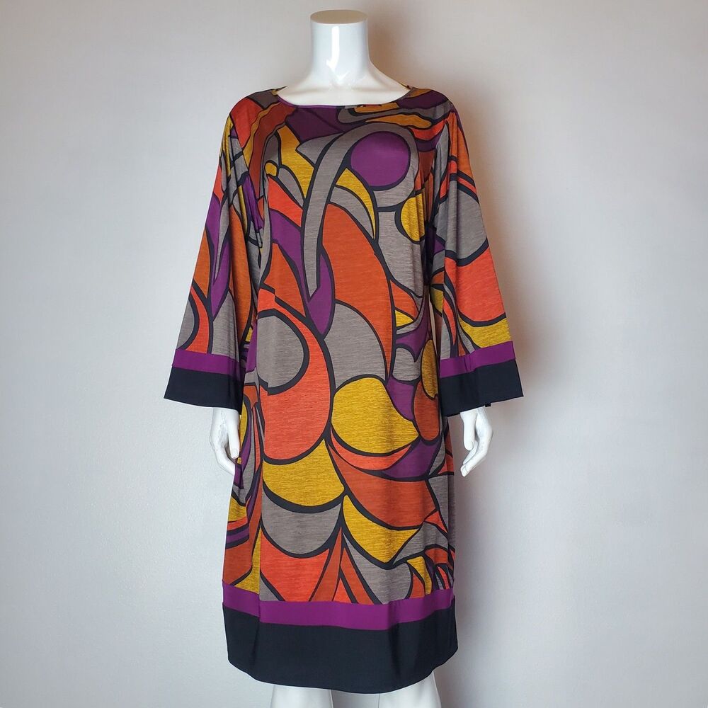 NEW Vintage Y2K Plus Size Psychedelic Bell Sleeve Dress